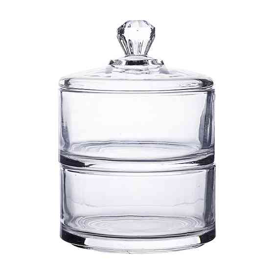 Yiwu Цукерниця двоярусна скляна см з кришкою кругла кругла HP-YH-23 Київ