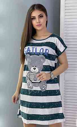 Жіноча повсякденна принтована туніка батал трикотаж Джинс, 50/52 Одеса