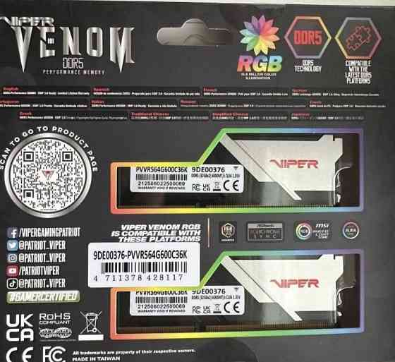 Ddr5 64gb 6000cl36 viper venom RGB, Нова на пломбі Харків