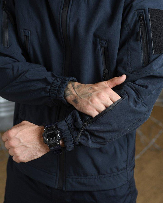 Тактична куртка чоловіча ДСНС софтшел водовідштовхувальна тканина синя L Київ - фото 17