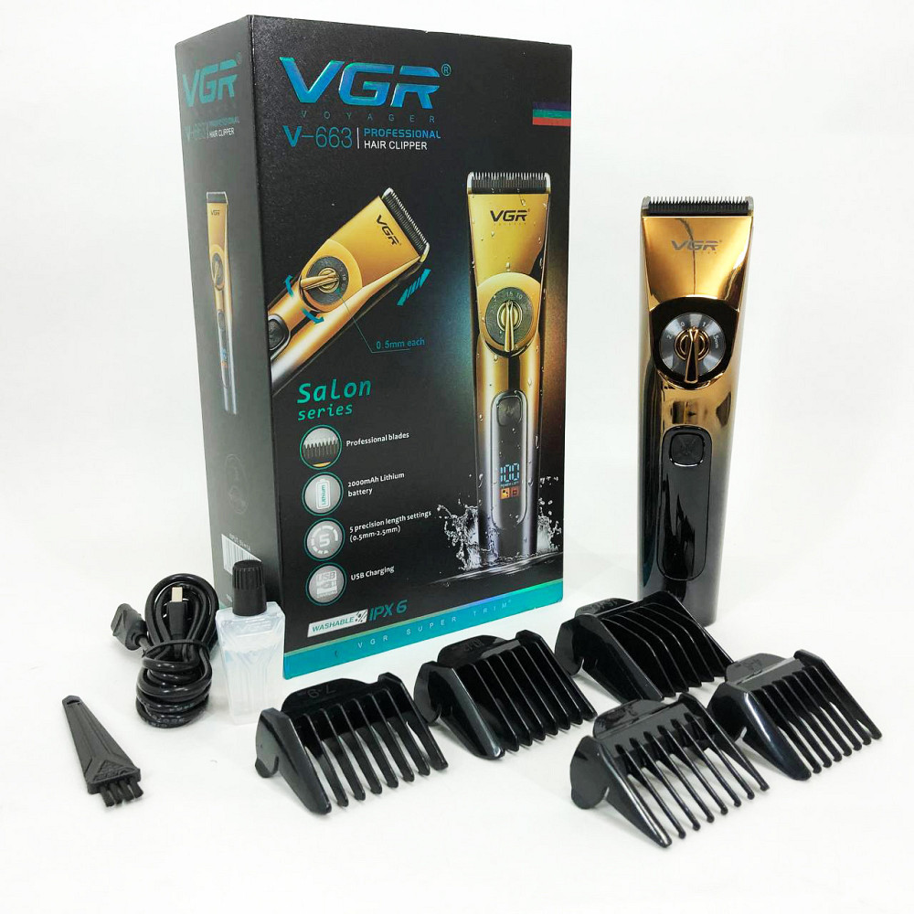Модная машинка для стрижки волос VGR, Машинка для стрижки с мощным аккумулятором Триммер висков CZ-66 Львов - изображение 5