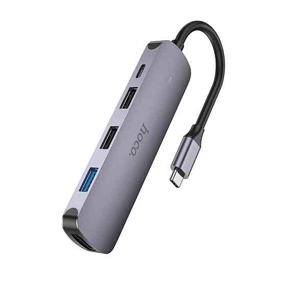 USB хаб HOCO HB27 5в1 адаптер Type-C з Power Delivery портами USB 2.0 3.0 HDTV конвертер 6931474769329 Одеса