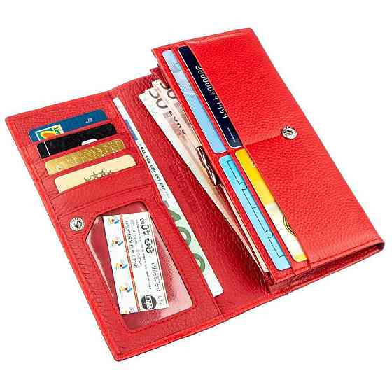 Яркий женский кошелек на кнопке ST Leather 18897 Красный Киев