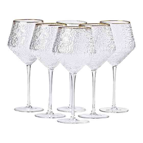 Набір фактурних келихів, 600 мл з тонкою ніжкою, комплект з 6, для вина HP-16-3 Київ