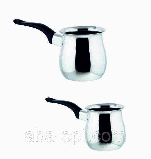 Турка " Конго" нержавіюча з ебонітовою ручкою V 0,35 \ 0,5 л ( набір 2 шт) Одеса - фото 1