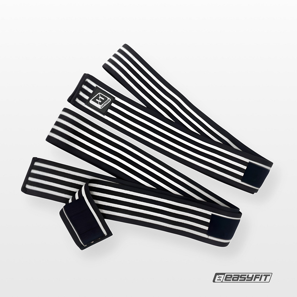 Бинт для присідань EasyFit фіксатор колінного суглоба (чорно-білий) Коломия - фото 2