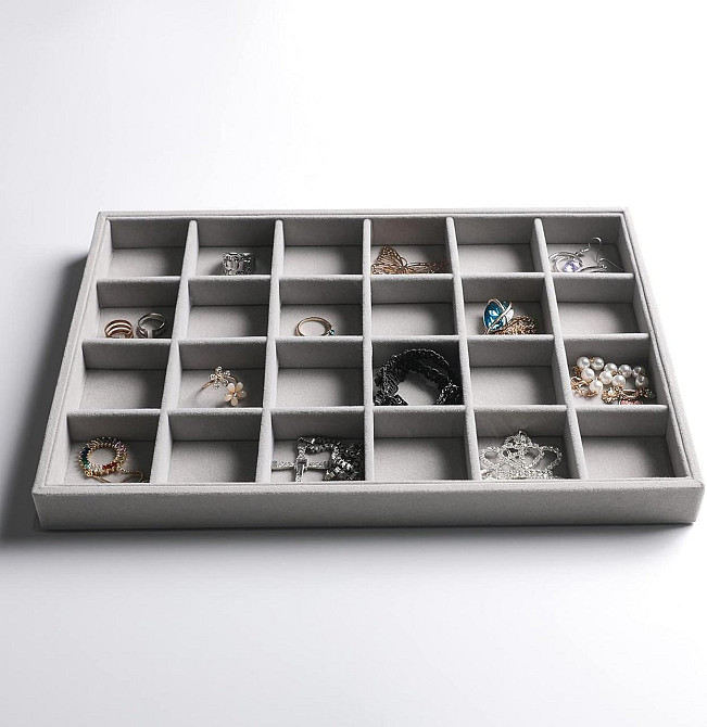 Органайзери для прикрас набір 4 шт, сірий, лотки оксамитові для каблучок, сережок, браслетів, намиста, біжутерії Київ - фото 2