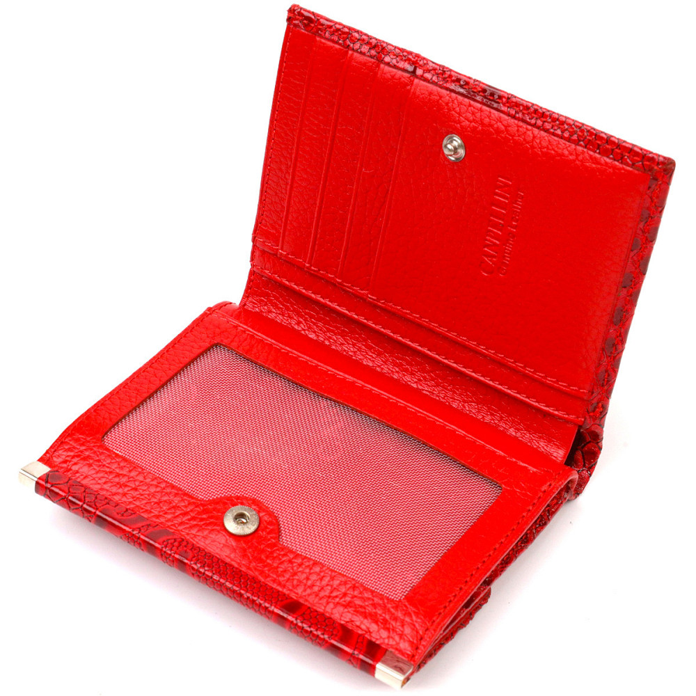 Превосходный кошелек для женщин среднего размера из натуральной кожи с тиснением под рептилию CANPELLINI 21818 Красный Киев - изображение 6