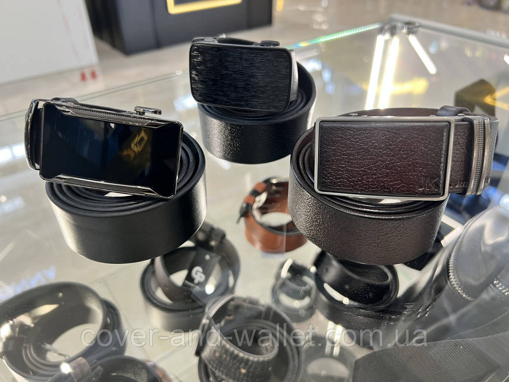 Брючний чоловічий ремінь з натуральної шкіри чорного кольору з пряжкою-автомат 35мм PS Leather Київ - фото 6