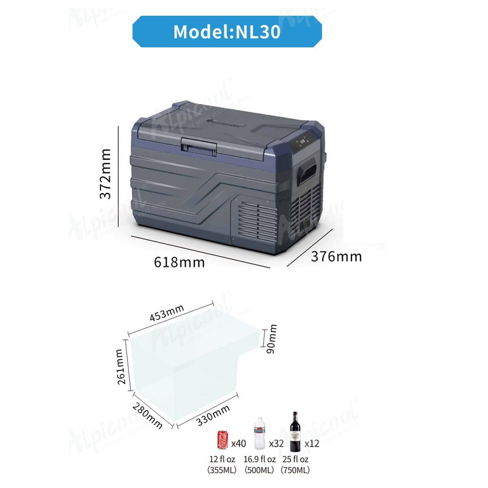Компрессорный автохолодильник Alpicool NL30 (27 литров, LG Compressor). До -20℃, (12, 24, 220 вольт) Киев - изображение 6