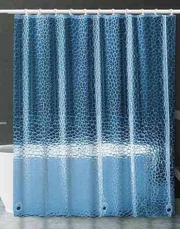 Шторка для душу та ванної кімнати з 3 магнітами-обважнювачами, колір прозоро-блакитний Кам'янець-Подільський