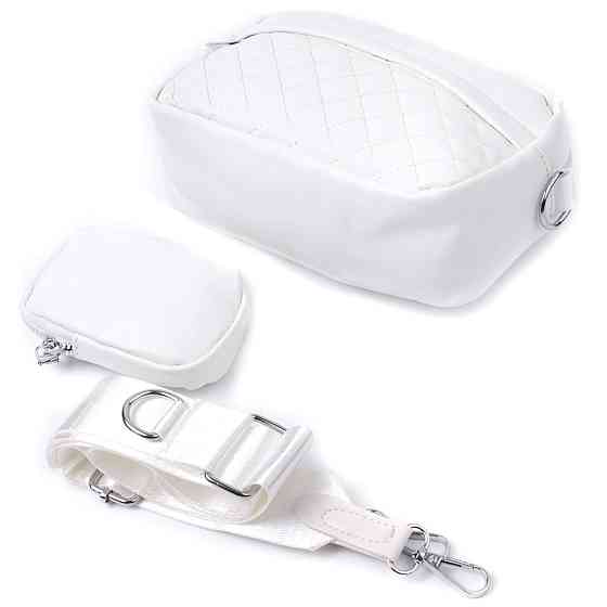 Елегантна жіноча сумка крос-боді з монетницею з екошкіри Vintage 22798 Білий Київ