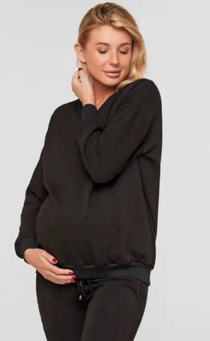 Світшот трикотажний для вагітних і мам-годувальниць oversize Liverpool розмір L-XL Lullababe Чорний Кривий Ріг - фото 4