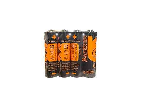 Батарейка сольова LR6/AA 4шт SHRINK OF 4AA EXTRA HEAVY DUTY ПВХ (в спайці) ТМ UNIROSS Київ