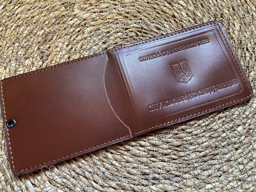 Шкіряна обкладинка служба судової охорони України з додатковою кишенею Київ - фото 4