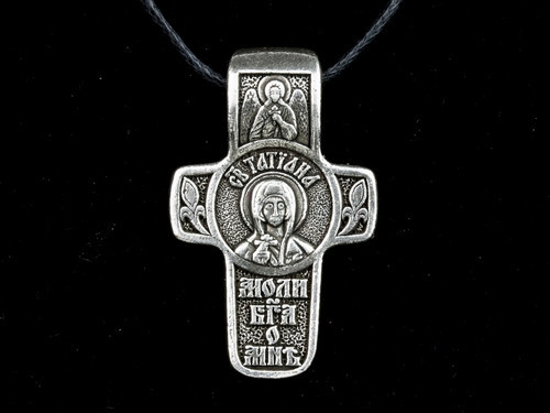 Натільний хрест іменний посріблений Тетяна Київ - фото 1