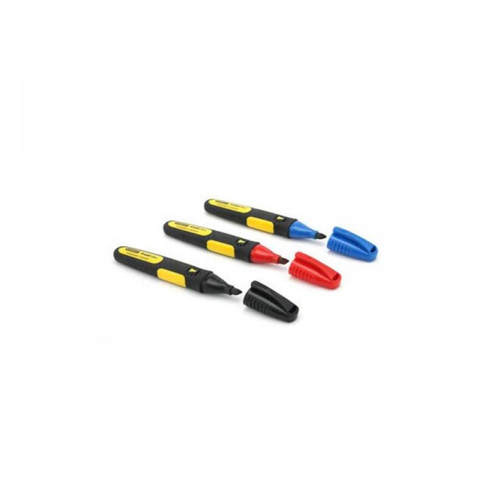 Набор из трех плоских маркеров FatMax® с острым наконечником и стойкими чернилами STANLEY 0-47-322 Коломыя - изображение 1