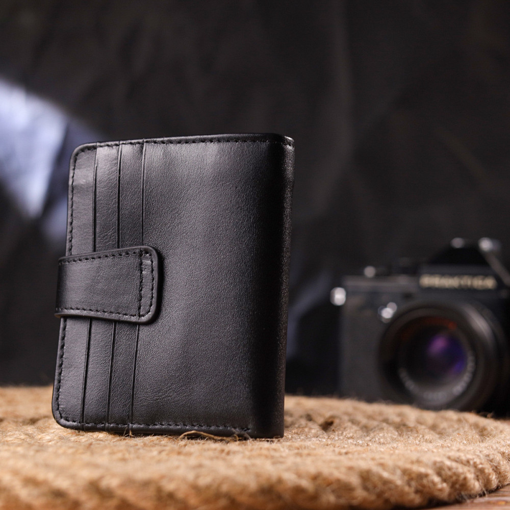 Чоловічий компактний гаманець з натуральної гладкої шкіри CANPELLINI 21685 Чорний Київ - фото 9