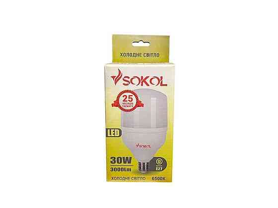 Лампа светодиодная 30W E27 6500K LED Т100 220В ТМ SOKOL Solmir Киев
