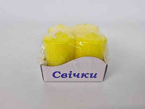 Цветная Цилиндр парафиновая свеча (40/60) ЖЕЛТАЯ крашеная  внутри белая (4 шт) Харьков