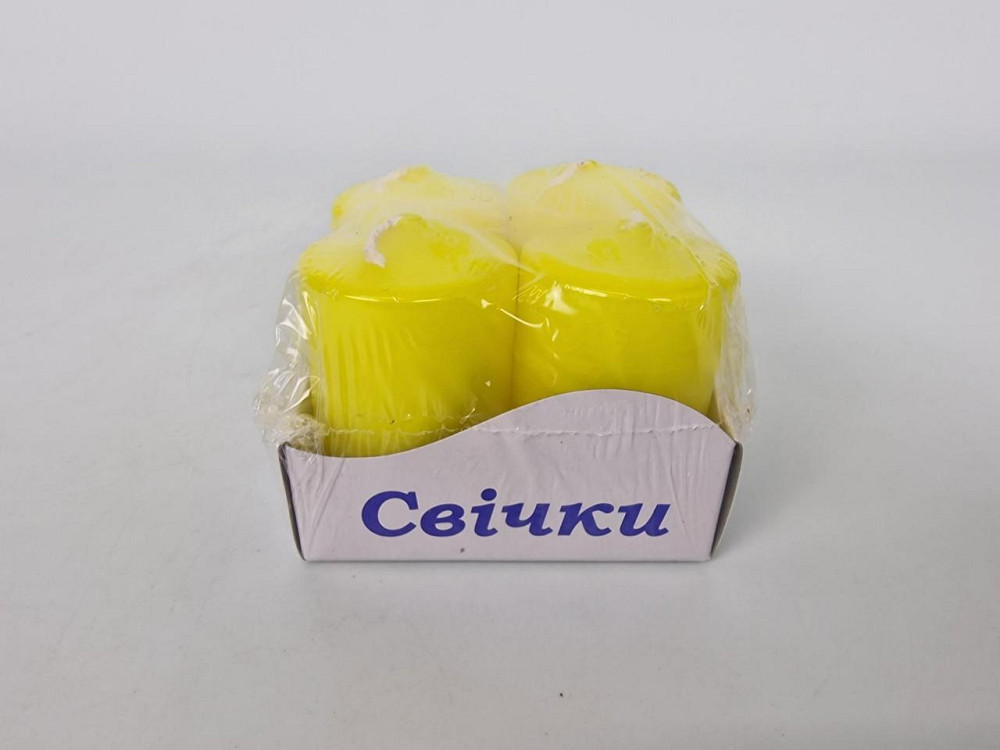 Кольорова Циліндр парафінова свічка (40/60) ЖЕЛТАЯ фарбована всередині біла (4 шт.) Харків - фото 2