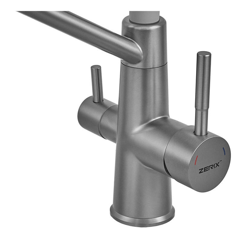 Кухонный смеситель Zerix FUL-021 с силиконовым изливом Graphite Refl.Gray из нержавеющей стали SUS304 с подводом питьевой воды Харьков - изображение 13