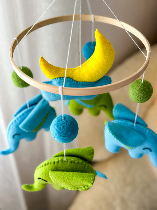 Дитячий музичний мобіль на ліжечко для немовлят WooolyWool «Слоненята» з 35 мелодіями Київ - фото 9