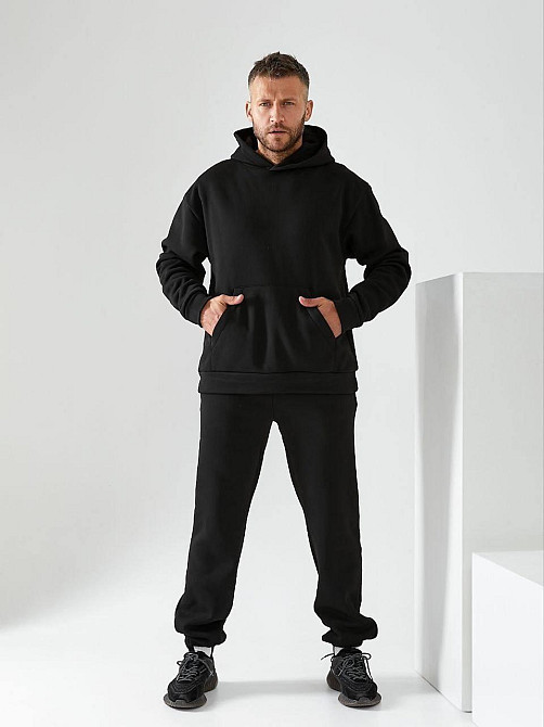 Чоловічий спортивний теплий костюм на флісі Чорний 54/56 Харків - фото 1