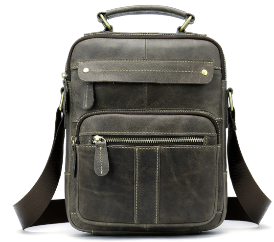 Сумка чоловіча вертикальна шкіряна Сіра (Vintage) Київ