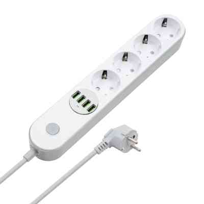 Сетевой фильтр питания ColorWay CW-CHE44W, 4 розетки/4USB White 2M (CW-CHE44W) Винница