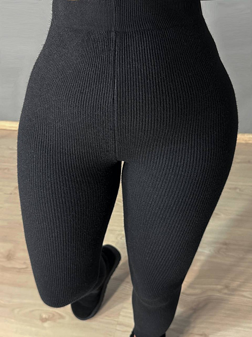 Лосини жіночі A-N 6126-6161 теплі в рубчик на хутрі ангори, чорний, one size Київ - фото 1