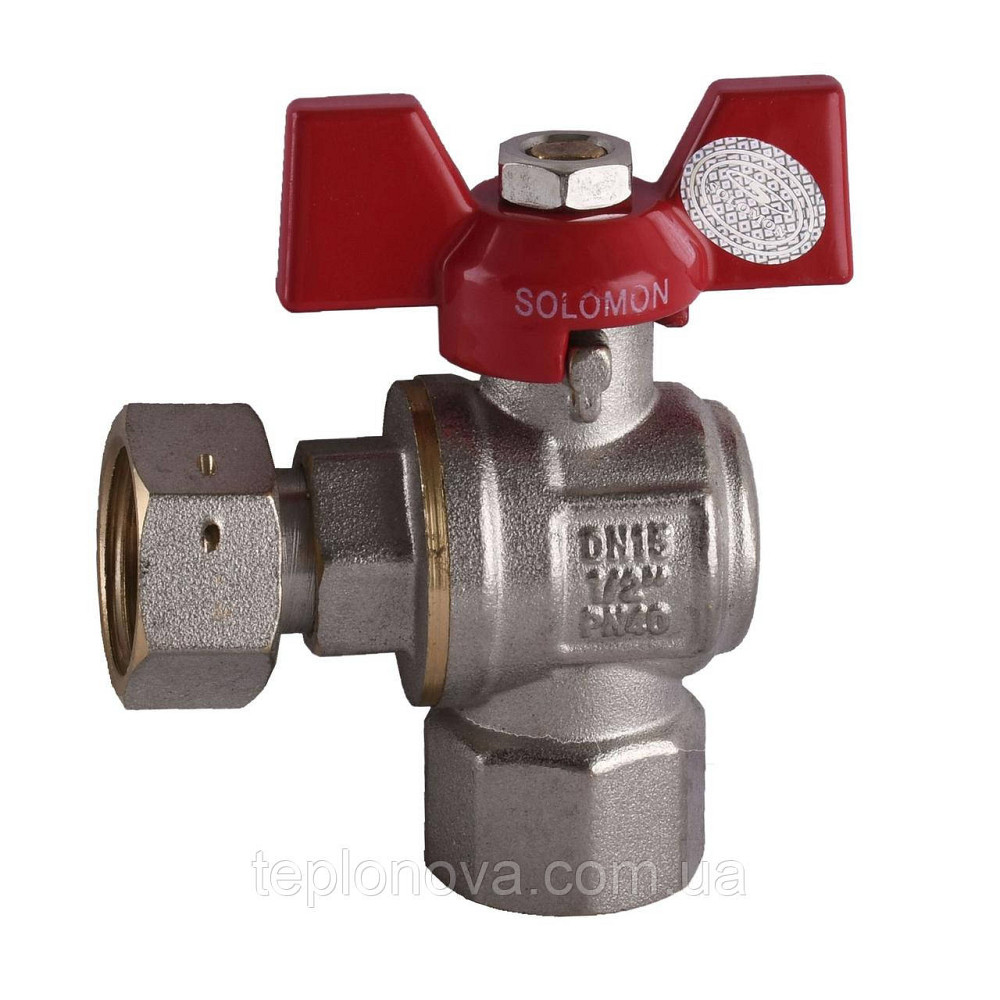 Кран шаровый угловой с накидной гайкой SOLOMON 1/2″ ВВ PN40 160401 Черновцы - изображение 1