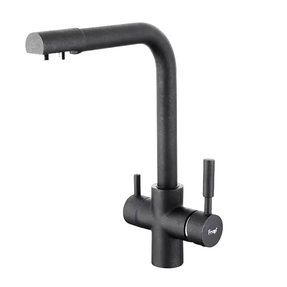 Смеситель для кухни на две воды Frap F4352-7 с подключением к фильтру, черный Киев
