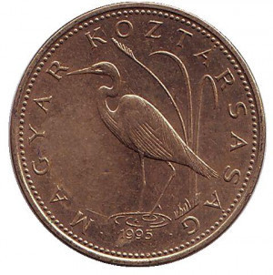 Велика біла чапля. Монета 5 форинтів. 1992-2011 рік, Угорщина. (АЕ) Полтава - фото 1