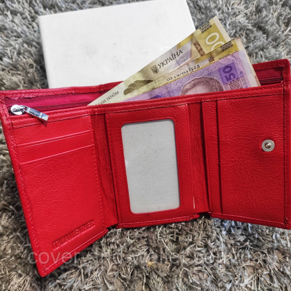 Маленький шкіряний жіночий гаманець червоного кольору з монетницею ST Leather Київ - фото 5