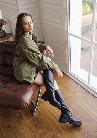 Olli Чоботи жіночі OLLI чорні натуральна шкіра зима высота 39 см (C-1-10203) 36 Коломия