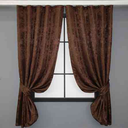 Комплект коротких штор VR-Textil Жаккард Sultan YL № 1204ш Коричнево-бордовый 130х170 см 2 шт (35-0077) Киев