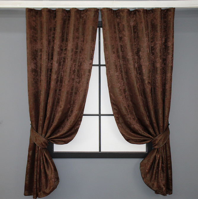 Комплект коротких штор VR-Textil Жаккард Sultan YL № 1204ш Коричнево-бордовый 130х170 см 2 шт (35-0077) Киев - изображение 1