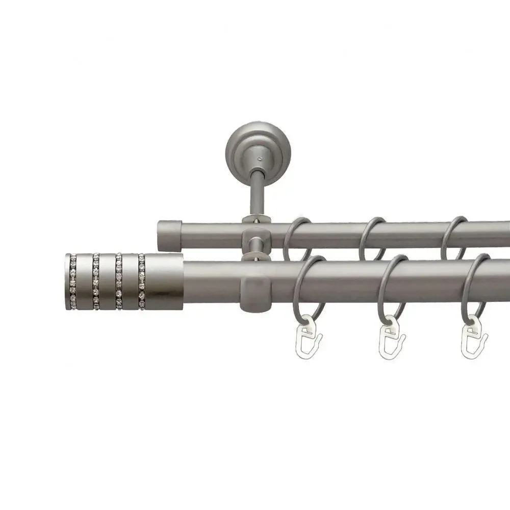 Карниз Orvit Барамелла металевий дворядний відкритий гладка труба кільце металеве Сатин 25\16 мм 240 см Львов - изображение 1