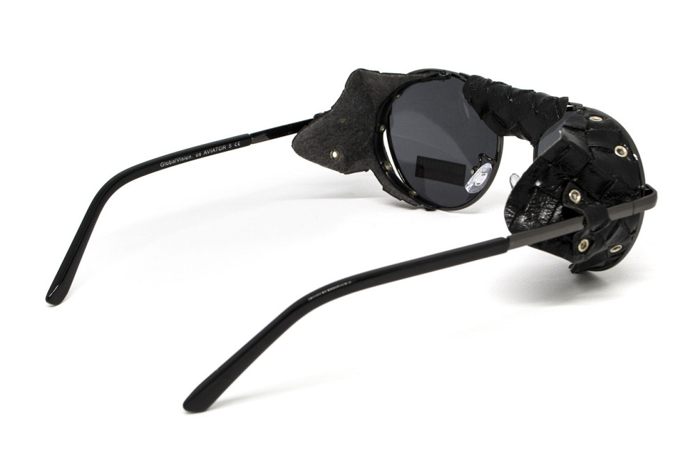 Окуляри захисні Global Vision Aviator-5 GunMetal (gray), сірі в темній оправі зі з'ємним ущільнювачем із синтетичної "шкіри" Київ - фото 7