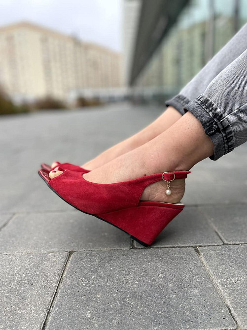 Vesna Босоніжки жіночі VESNA 9325 червоні (літо, замша натуральна) (919) 38р.39р. Коломия - фото 4