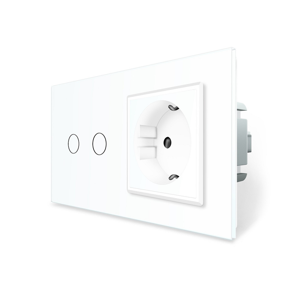 LIVOLO Розумний сенсорний EC вимикач 2 сенсора 1 розетка Livolo білий скло (VL-M7FC2Z2/FCTC16A- Коломыя - изображение 4