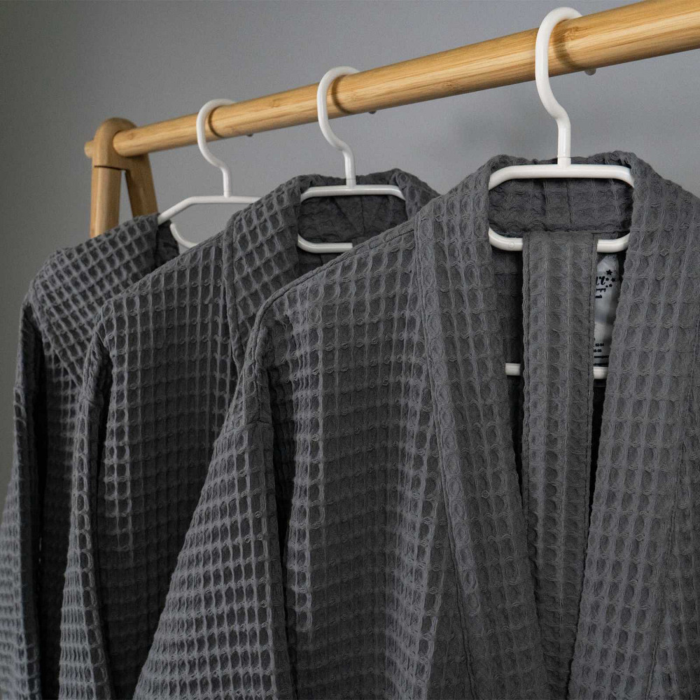 Вафельний халат жіночий з коміром, довгим рукавом YouStar 100% бавовна 380 г/м2 (Сірий) M Суми - фото 6