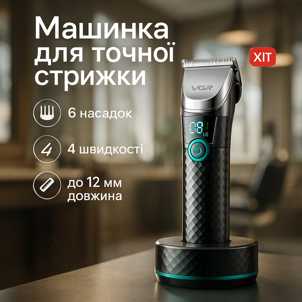 Машинка для стрижки волосся хороша VGR V-682, Машинка для стрижки чоловіча Електромашинка волосся RU-66 Київ - фото 20