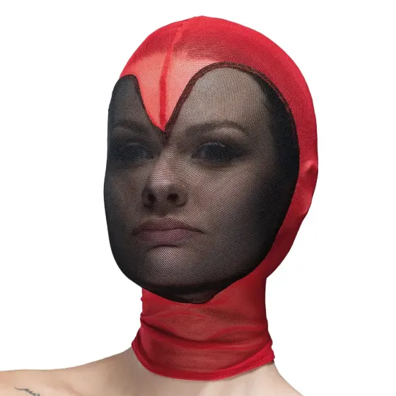 Маска серце сітка із повністю закритим обличчям Feral Feelings - Hearts Mask Red/Black Львів