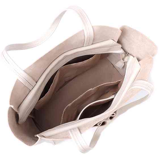 Містка сумка-шоппер з натуральної шкіри Shvigel 22843 Бежева Київ