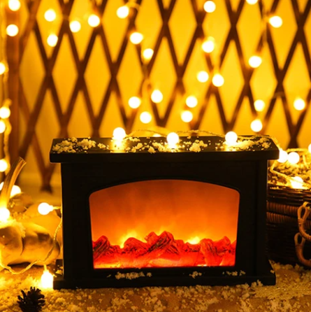 Декоративний світильник камін 33х21х9 нічник ліхтар із LED підсвічуванням від USB або батарейок! імітація живого вогню Кременчук