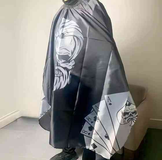 Парикмахерская накидка со стильным принтом для стрижки и покраски 140 на 160 см черный Киев