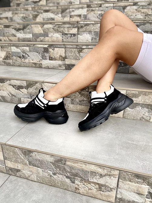 RONE Кросівки жіночі RONE 019 біло/чорні (весна-осінь, шкіра+замша натуральна) (4139) лише 39р. Коломия - фото 6