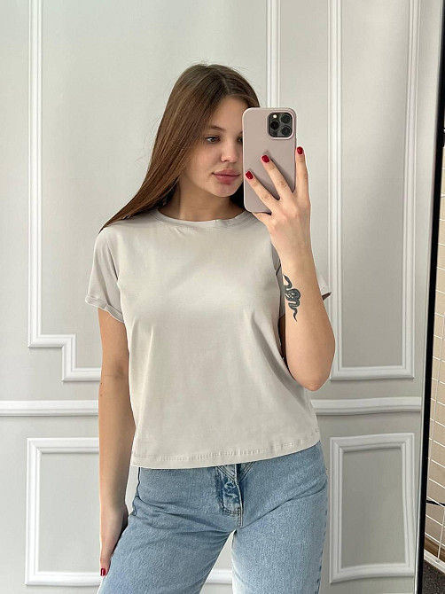 Базовая футболка женская однотонная Серый L Харьков - изображение 4